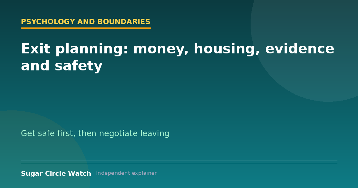 Exit planning: money, housing, evidence and safety (illustration)