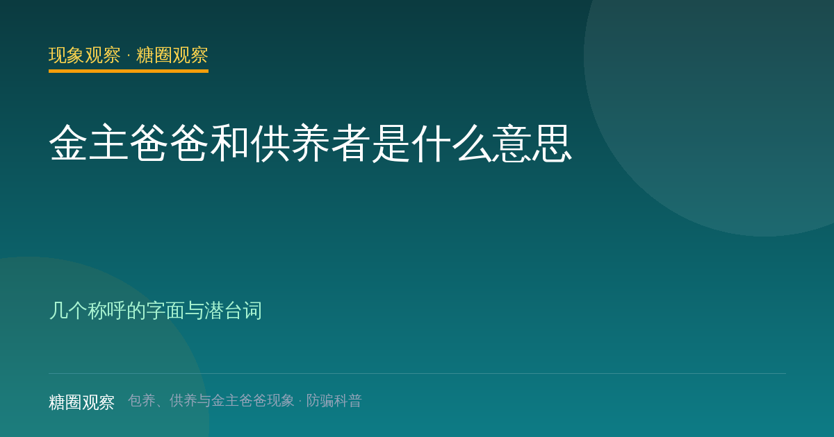 金主爸爸和供养者是什么意思（现象观察栏目配图）