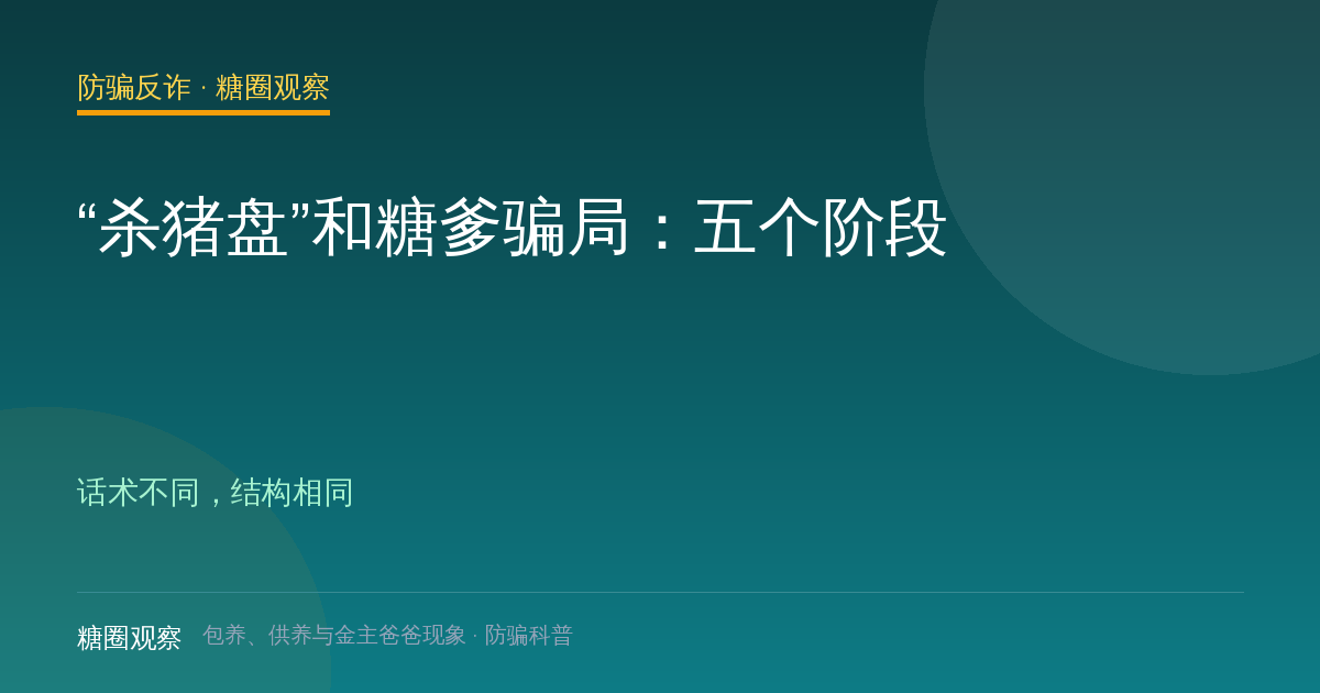 “杀猪盘”和糖爹骗局：五个阶段（防骗反诈栏目配图）